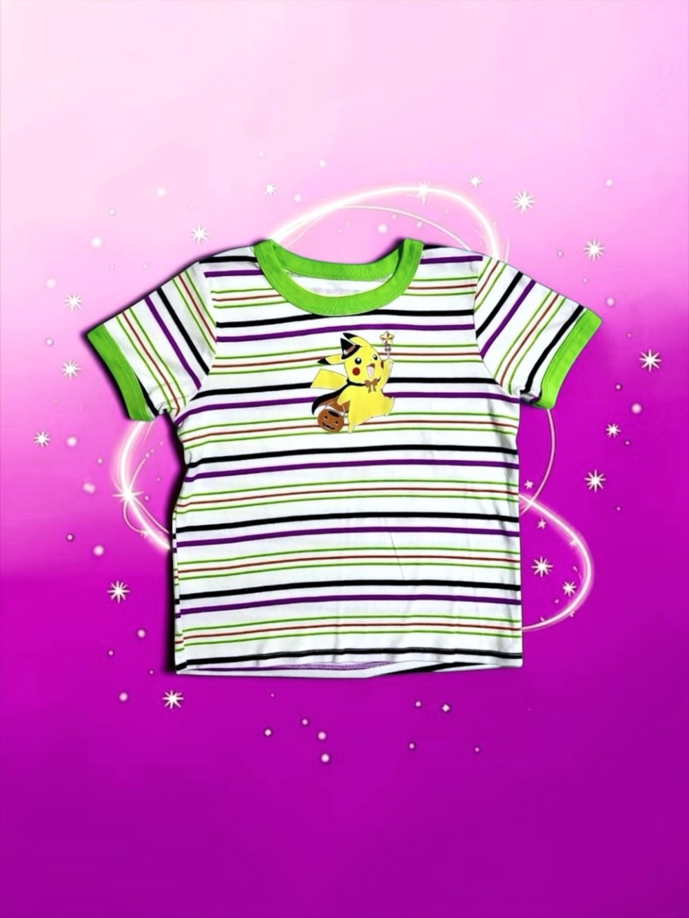 Pokémon Pikachu Halloween Tee Purple/Orange with Lime Trim Girls XL (14)